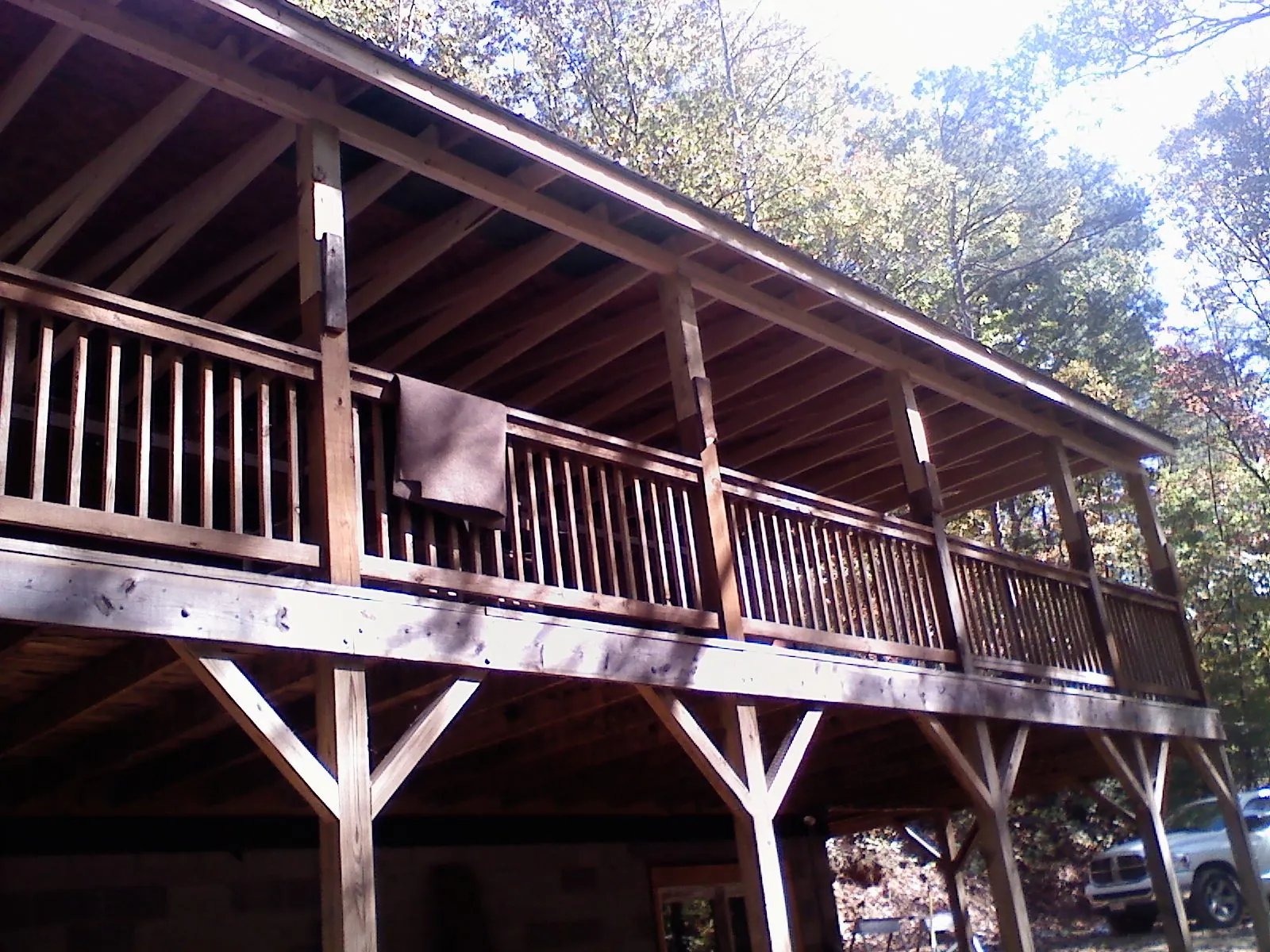 Timber framing under a new elevated porch and deck — Roof Leak Repair in Landis by Roofing Brothers